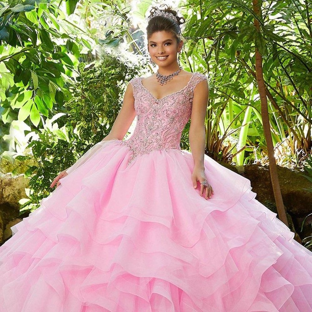 Lavish pink gown with petticoat